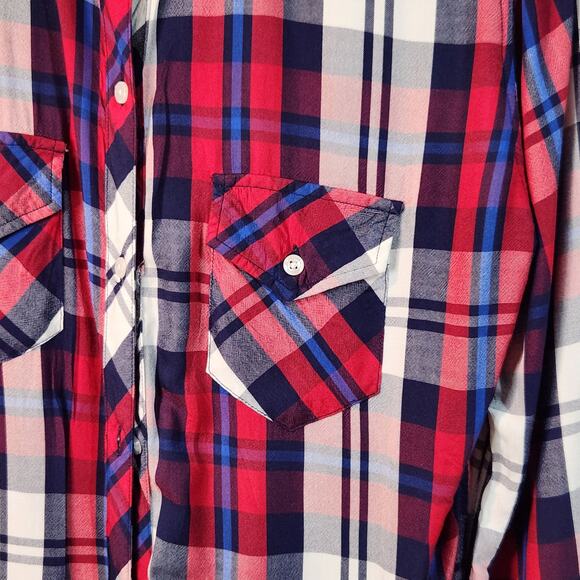 Rails Hunter Plaid Red Blue Flannel Button Shirt  Womens Large Farm Western - Picture 4 of 7